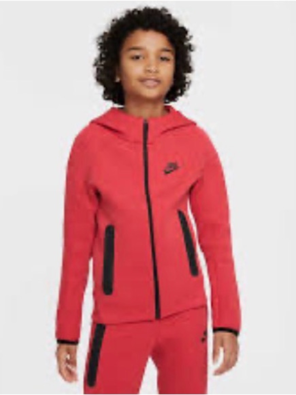 Nike Kids' Red Full‑Zip Hoodie size Large
